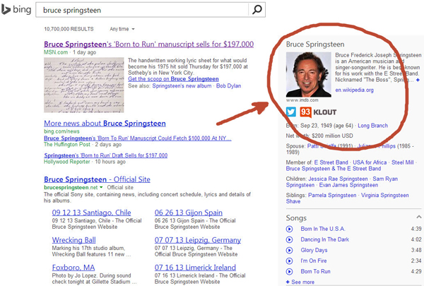 klout bing snapshots